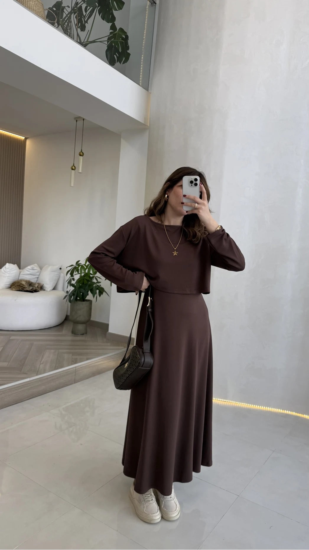 Layered Maxi Dress – 2 Piece Set | Wool Peach Fabric