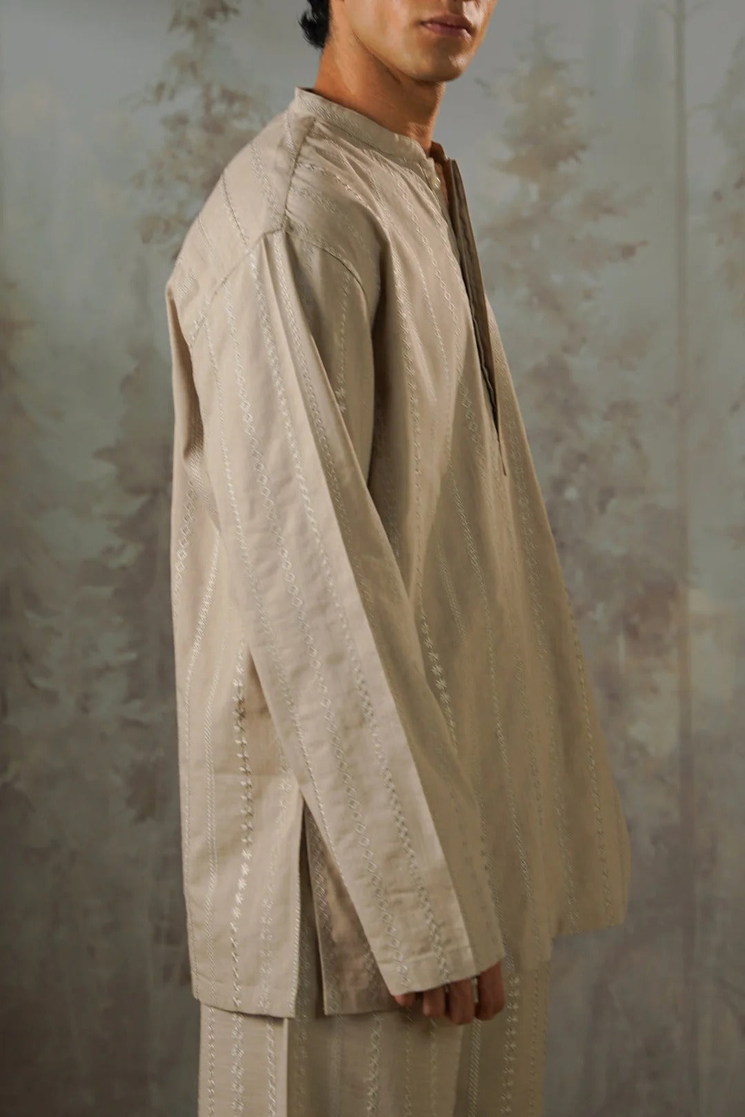 EMBROIDERED HALF PLACKET SHIRT
