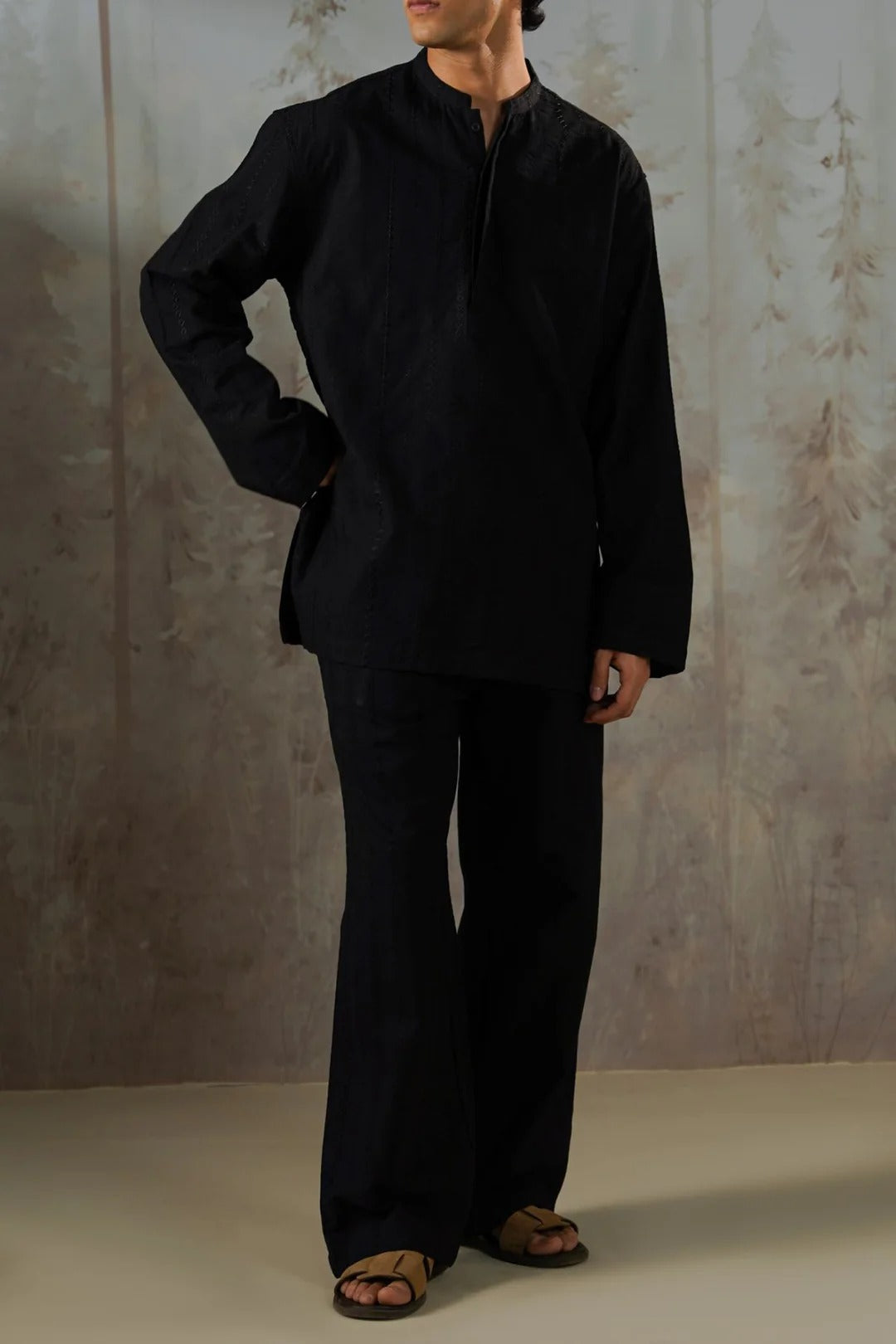 EMBROIDERED HALF PLACKET SHIRT