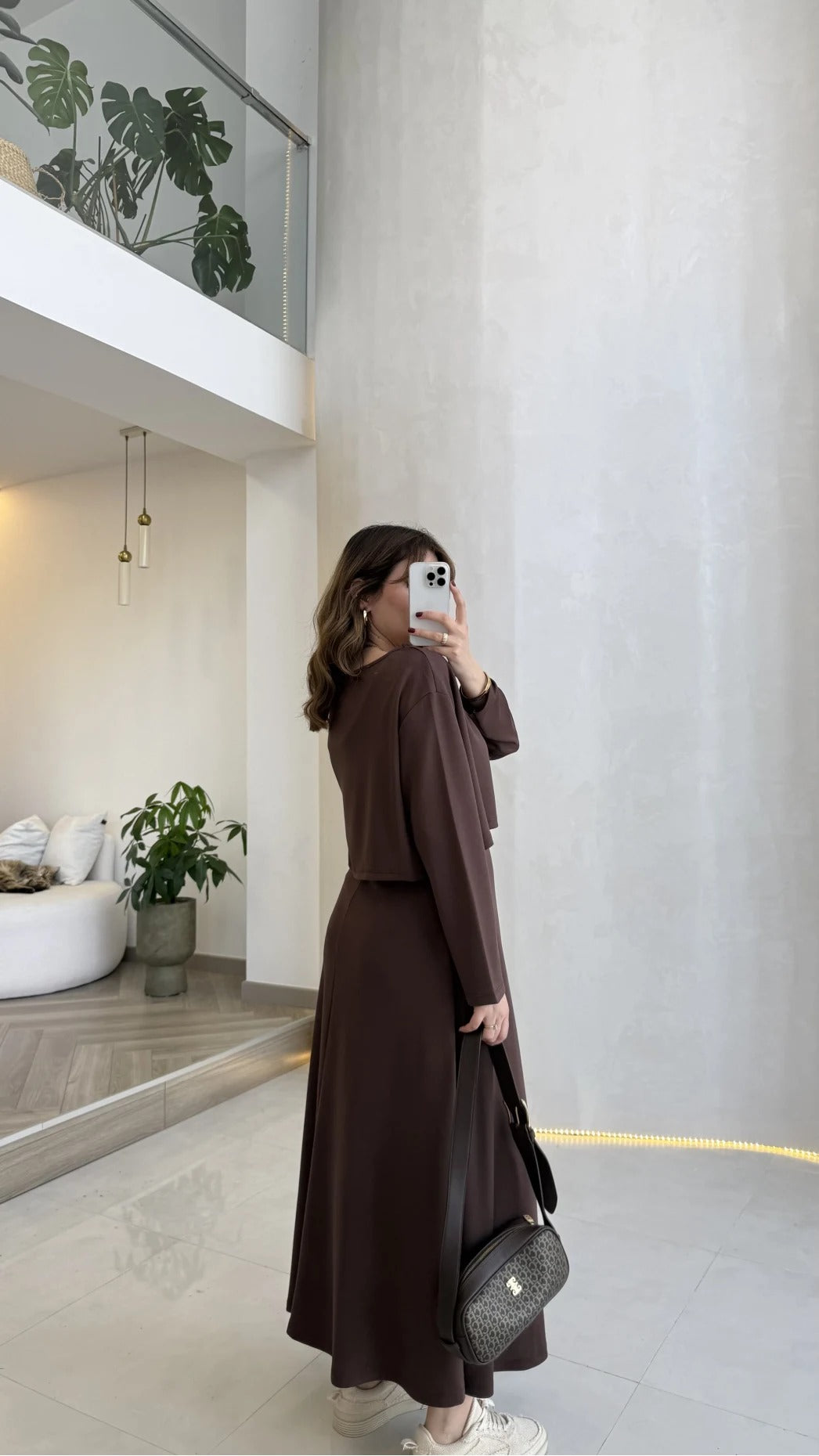 Brown 2-Piece Blouse Set