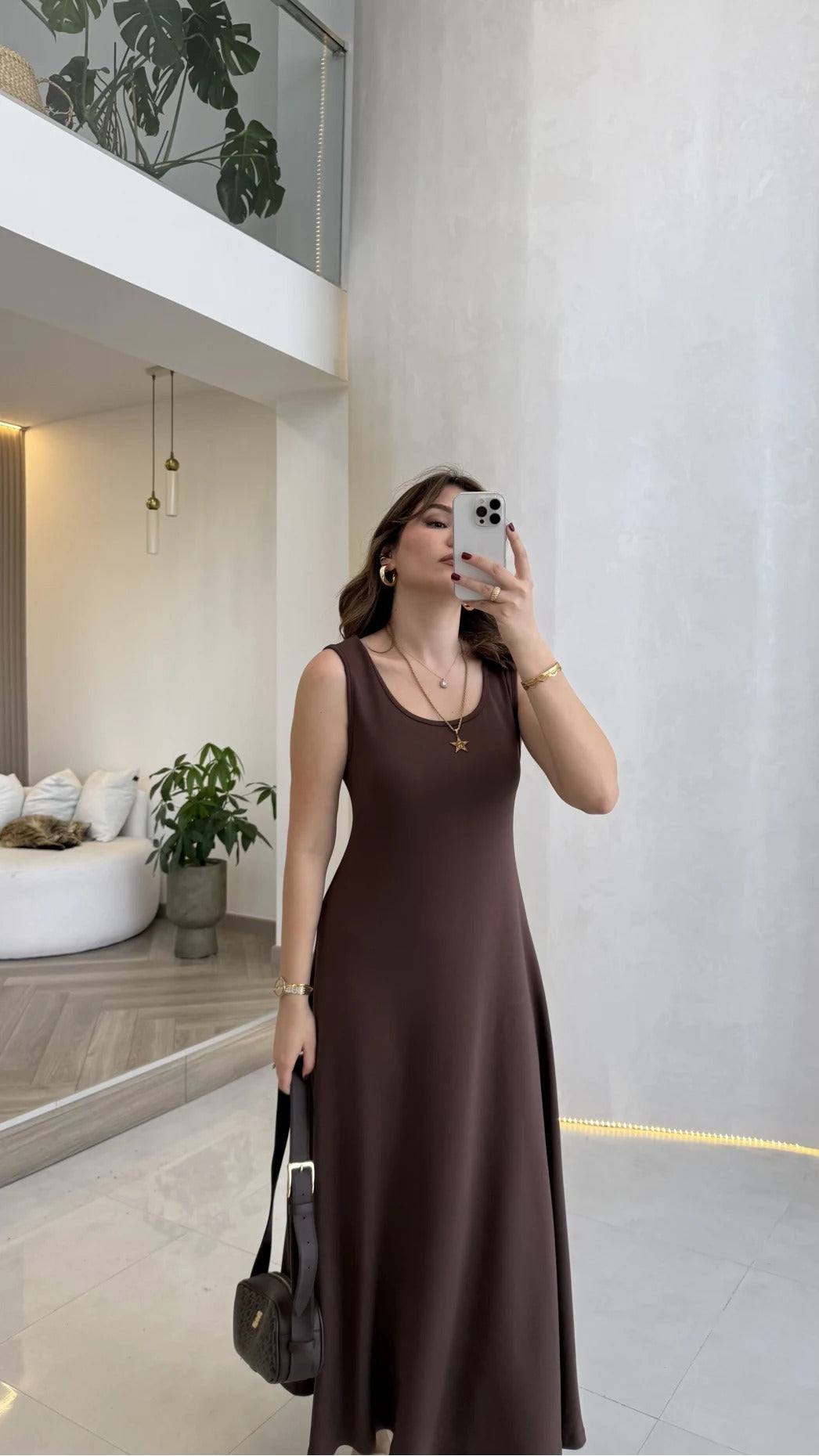 Brown 2-Piece Blouse Set