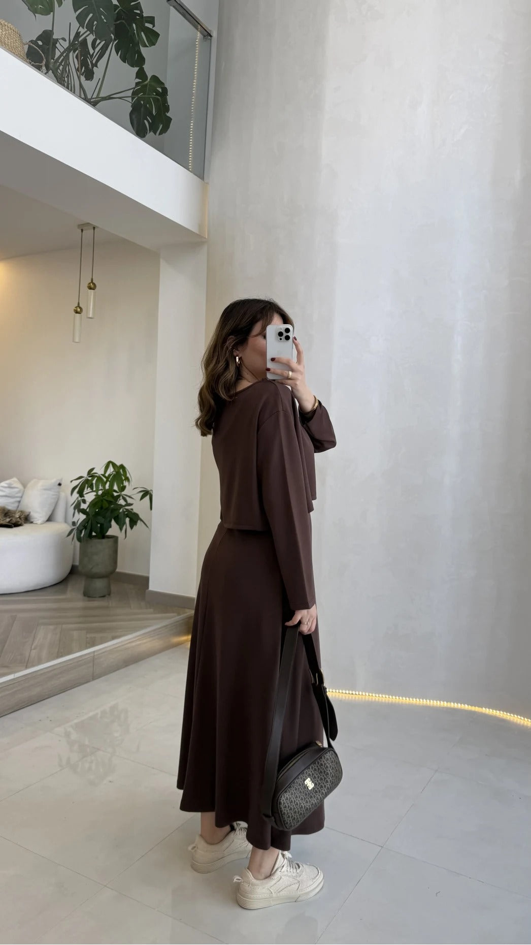 Brown 2-Piece Blouse Set
