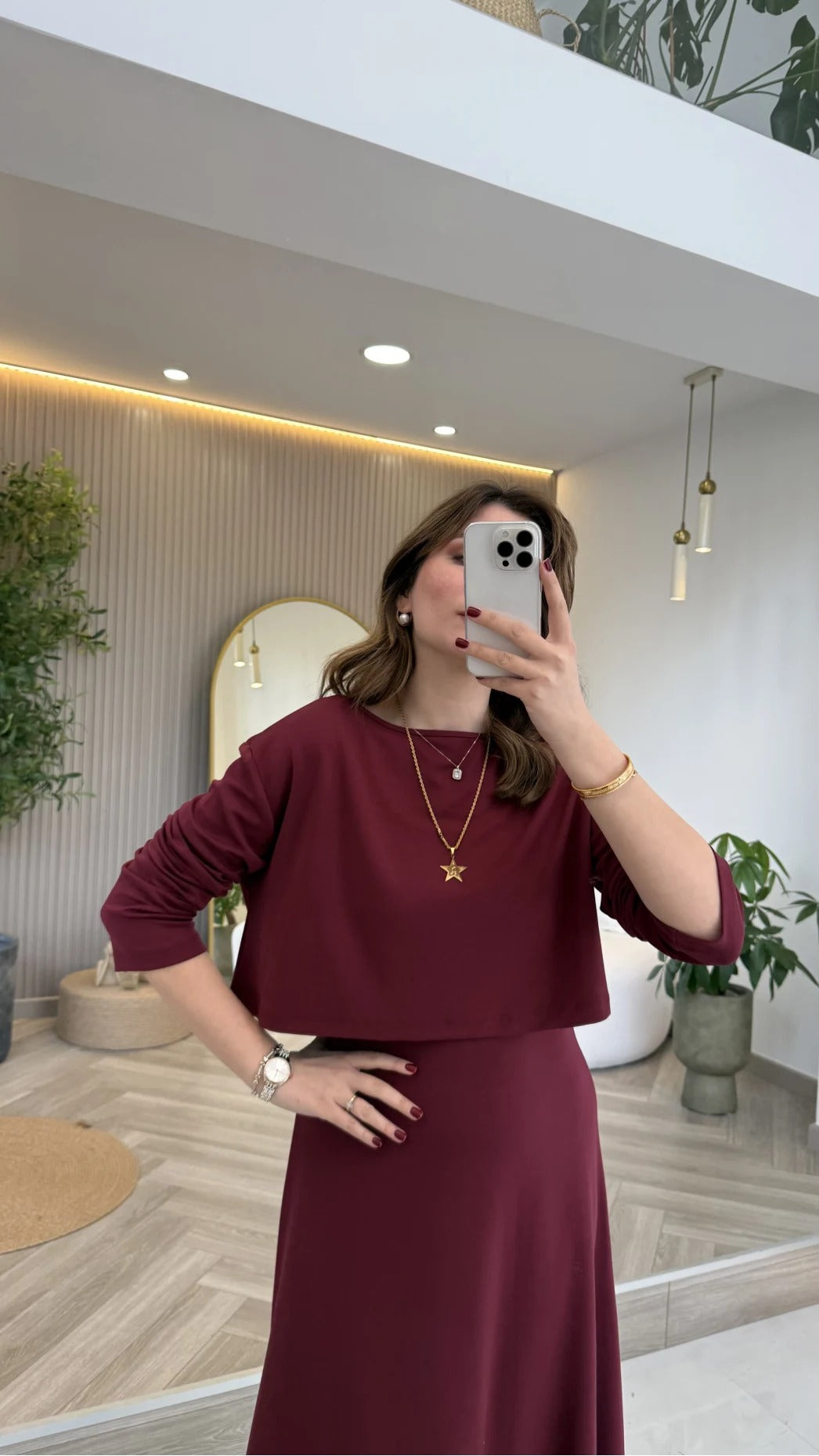 Red 2-Piece Blouse Set