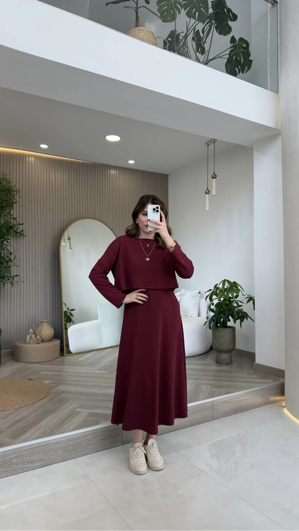 Red 2-Piece Blouse Set
