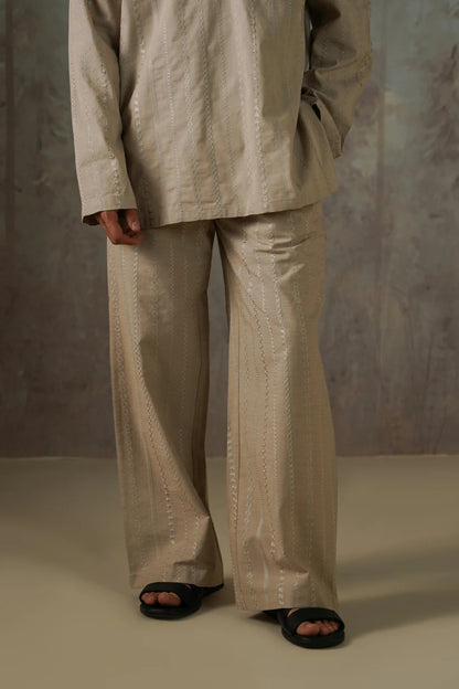 EMBROIDERED SHIRT & STRAIGHT PANTS SET