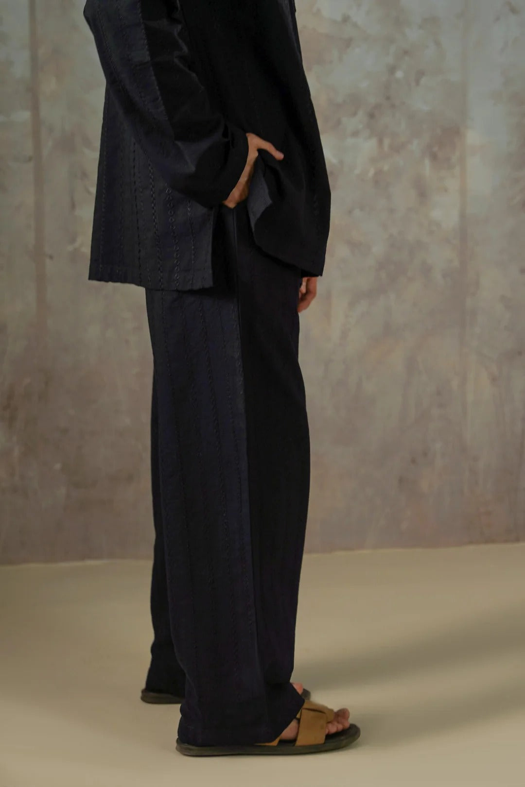 EMBROIDERED SHIRT & STRAIGHT PANTS SET