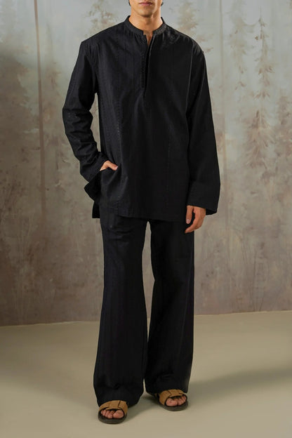 EMBROIDERED SHIRT & STRAIGHT PANTS SET