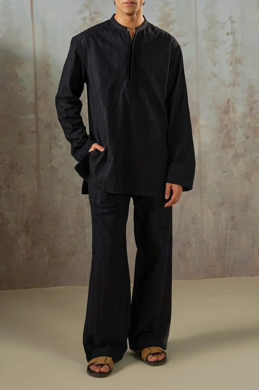 EMBROIDERED SHIRT & STRAIGHT PANTS SET