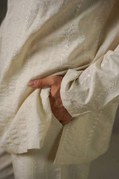 EMBROIDERED SHIRT & STRAIGHT PANTS SET