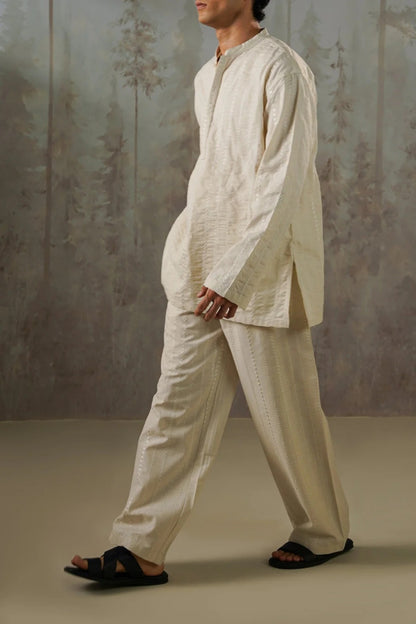 EMBROIDERED SHIRT & STRAIGHT PANTS SET