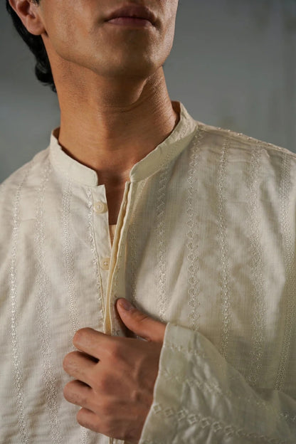 EMBROIDERED SHIRT & STRAIGHT PANTS SET