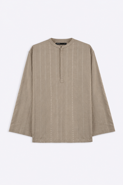 EMBROIDERED HALF PLACKET SHIRT